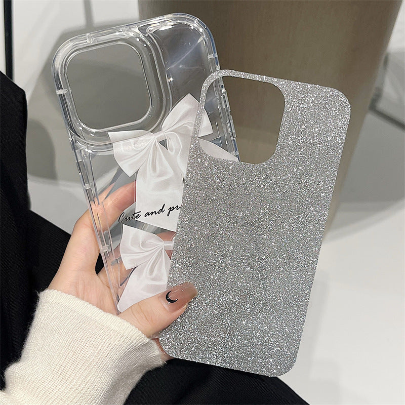 Transparent white bow soft case iphone case