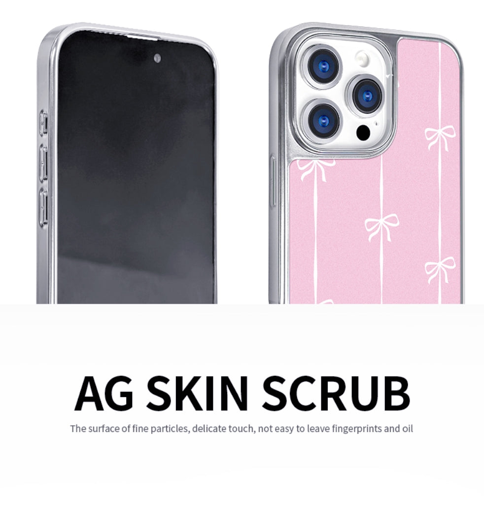 Pink bow carbon fiber matte iPhone case