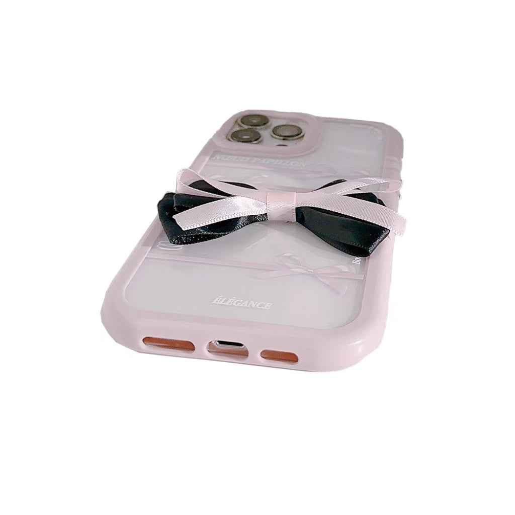 Pink bow transparent iPhone case