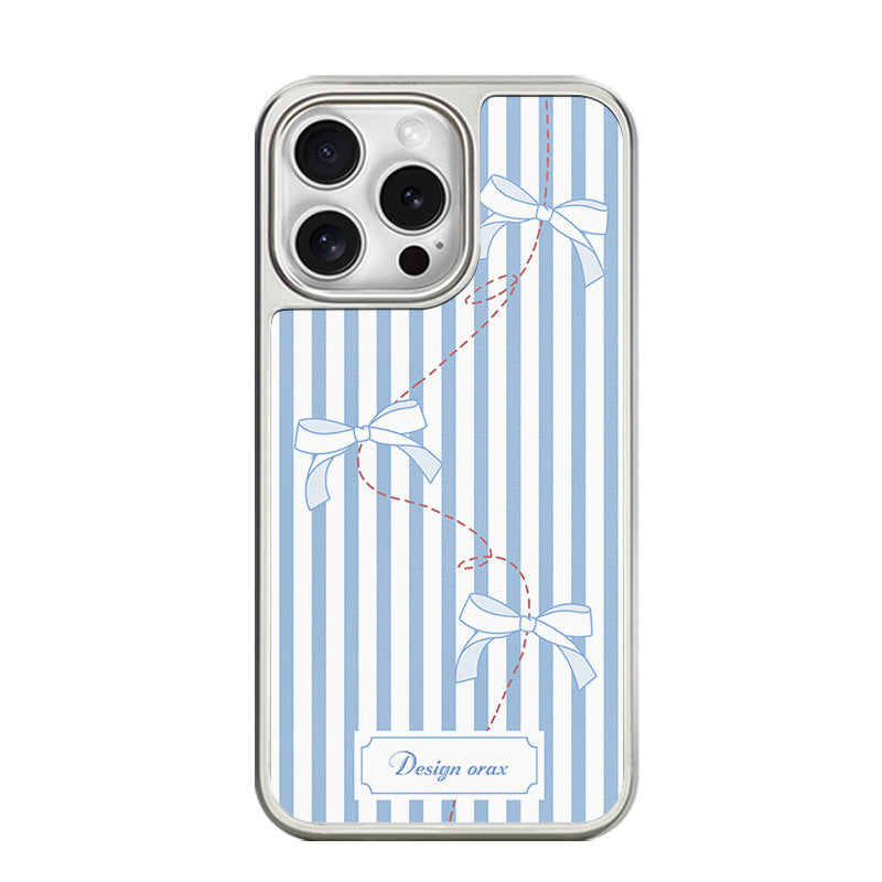 Silver striped bow magnetic iPhone  case