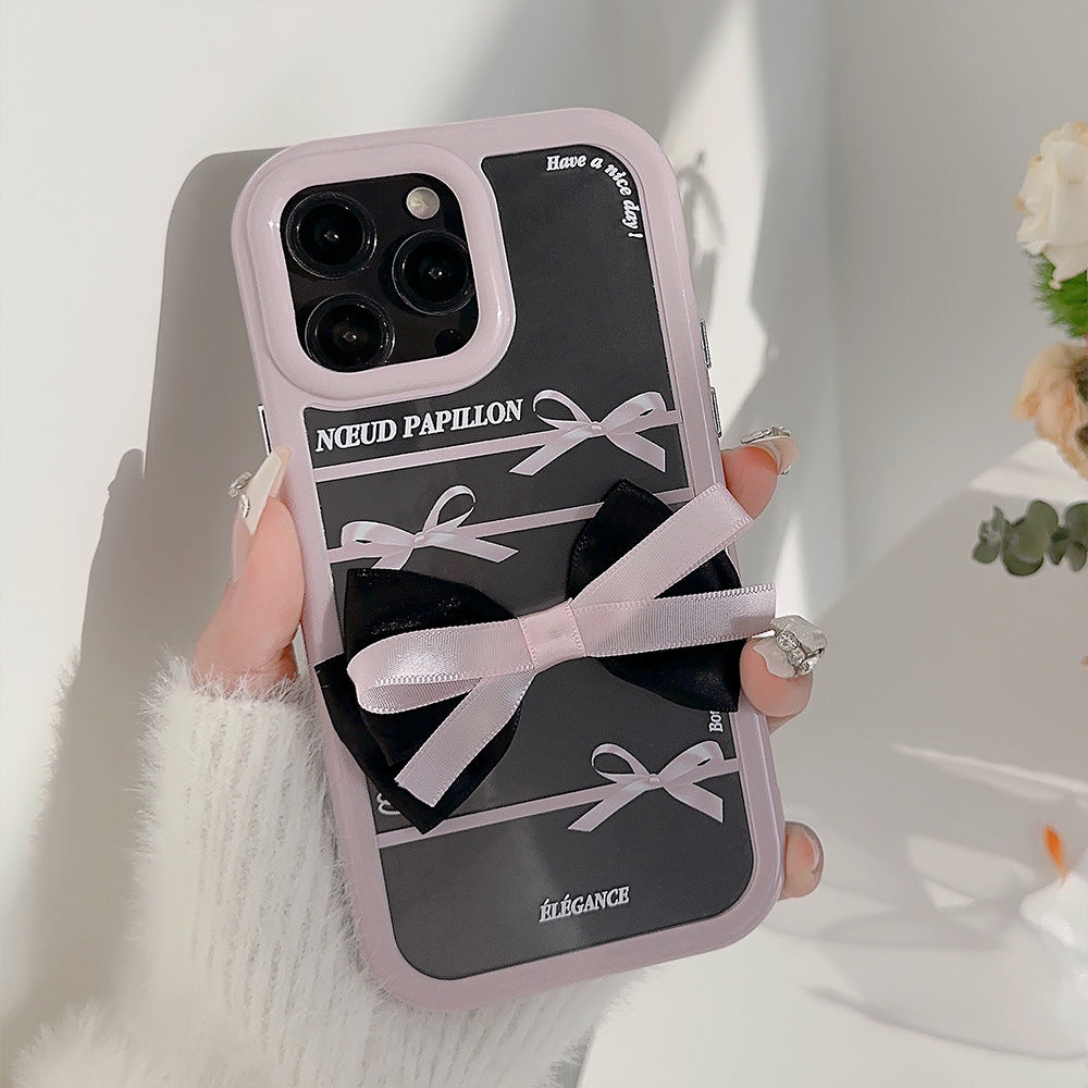 Pink bow transparent iPhone case