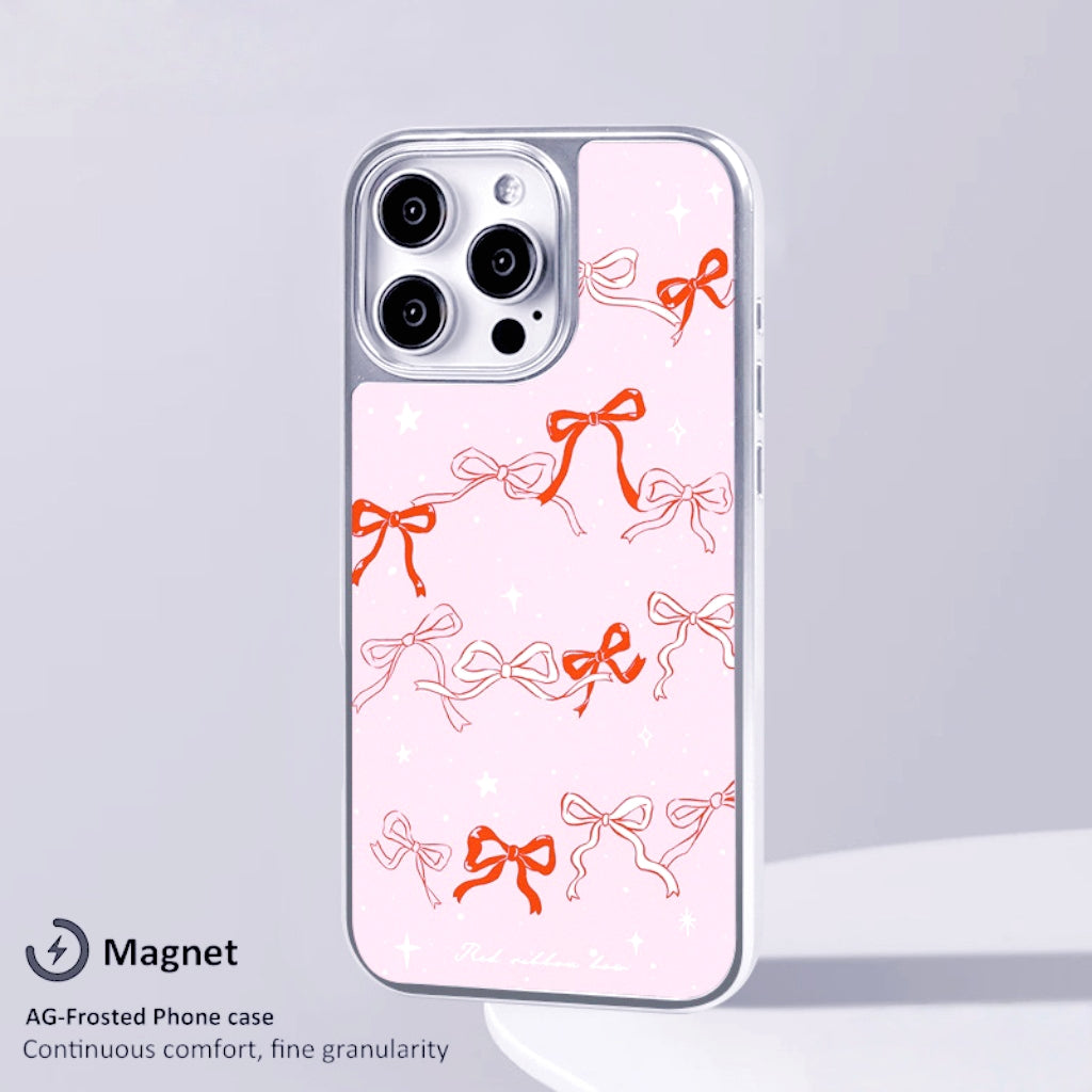 Pink bow magnetic anti-drop iPhone case