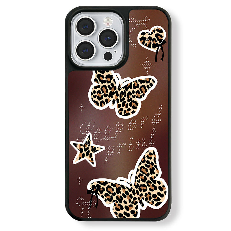 Brown Leopard Print Butterfly Magnetic iPhone Case