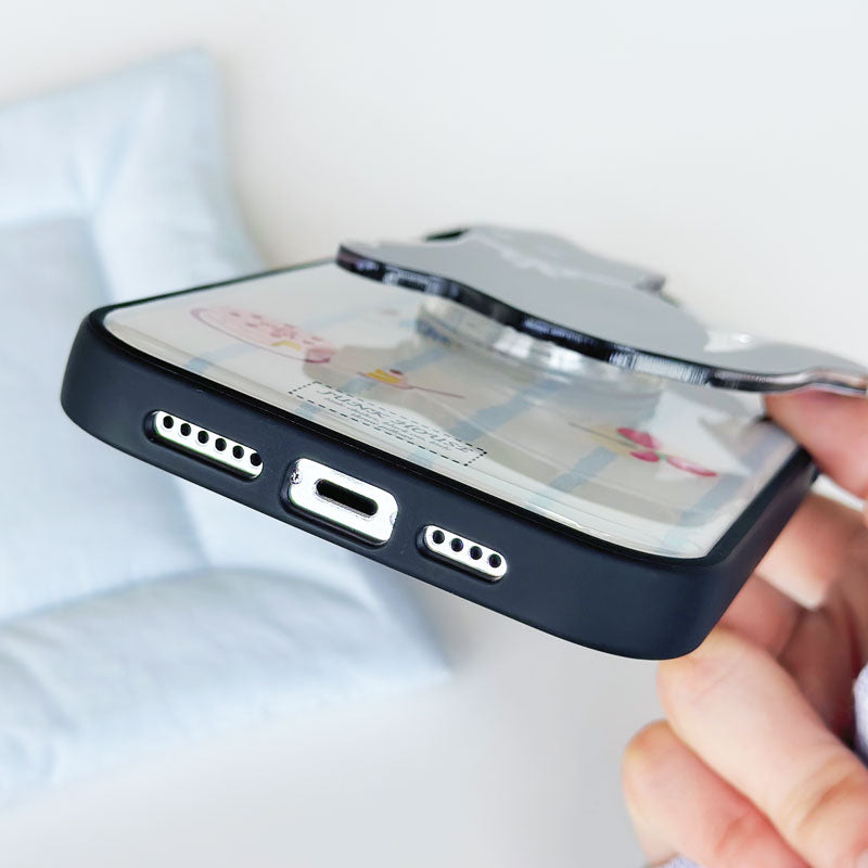 Black Cat Stand Silicone Phone Case