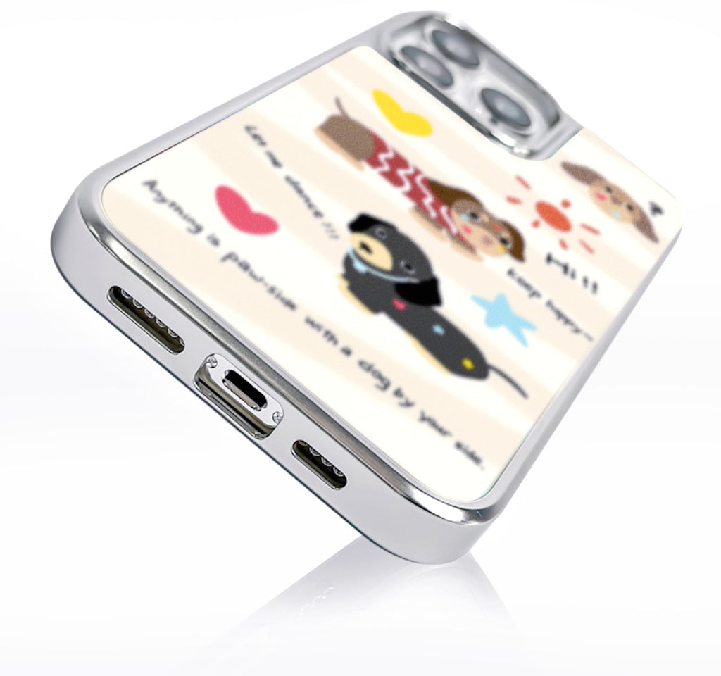Cartoon Dog Silver Carbon Fiber Magnetic iPhone Case