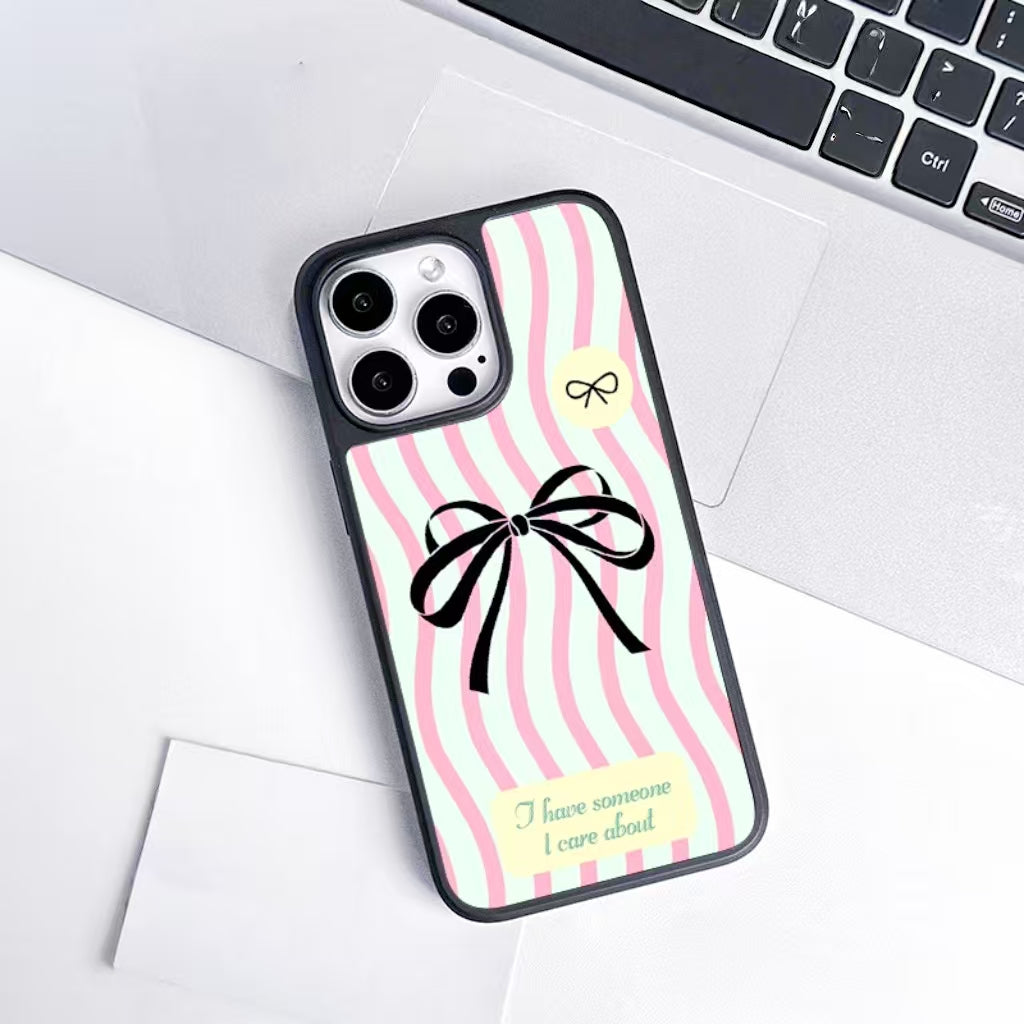 Sandblasted magnetic butterfly knot iPhone case
