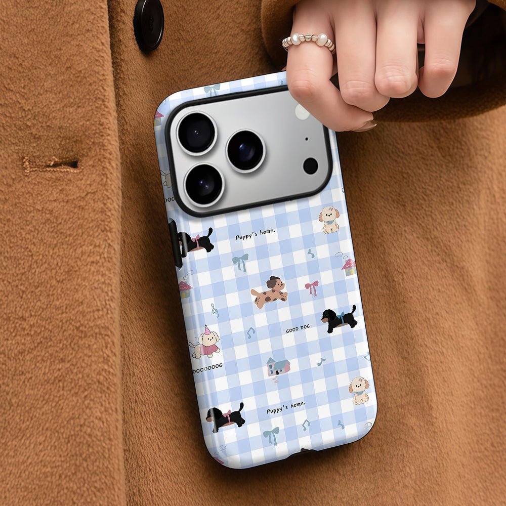 Checkered Puppy Magnetic Phone Case