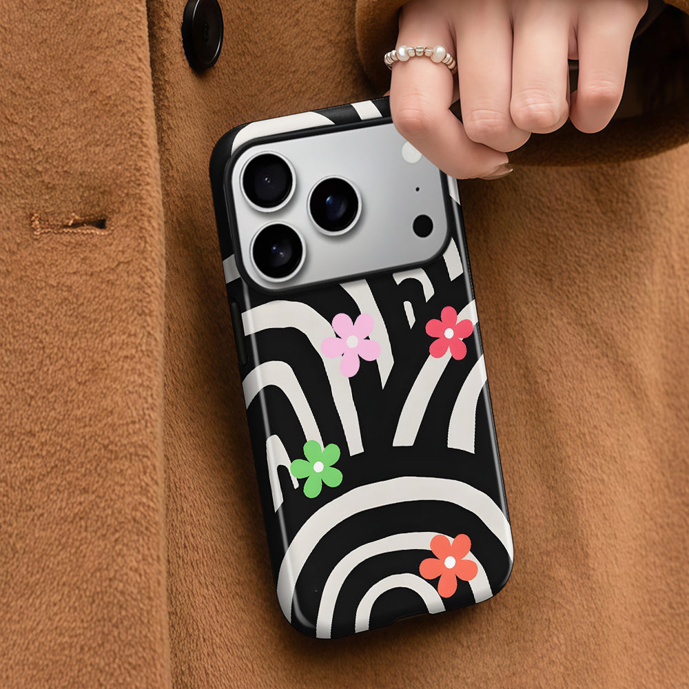Black and White Striped Magnetic Phone Case