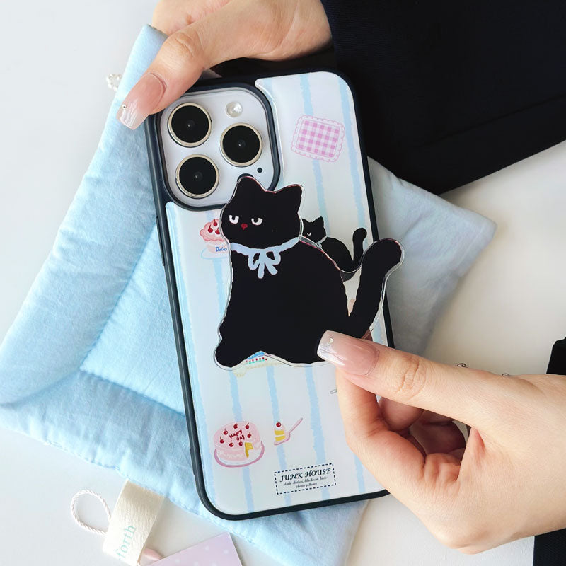 Black Cat Stand Silicone Phone Case