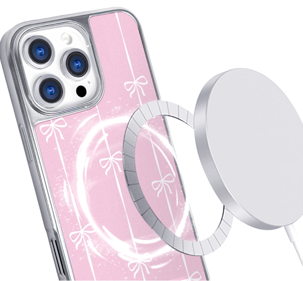 Pink bow carbon fiber matte iPhone case