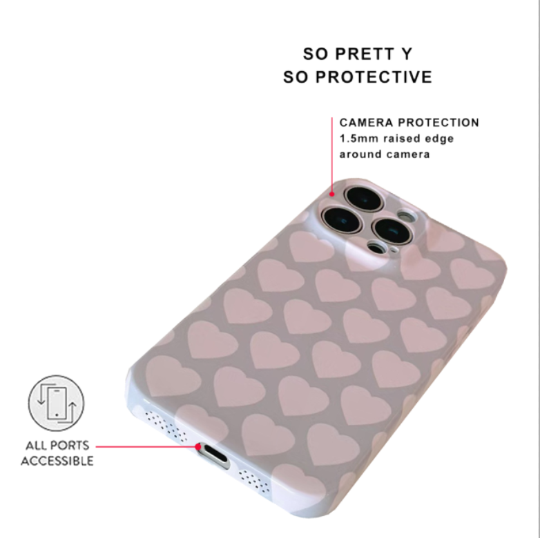 Pink Heart Sea Double-Layer Protective iPhone Case