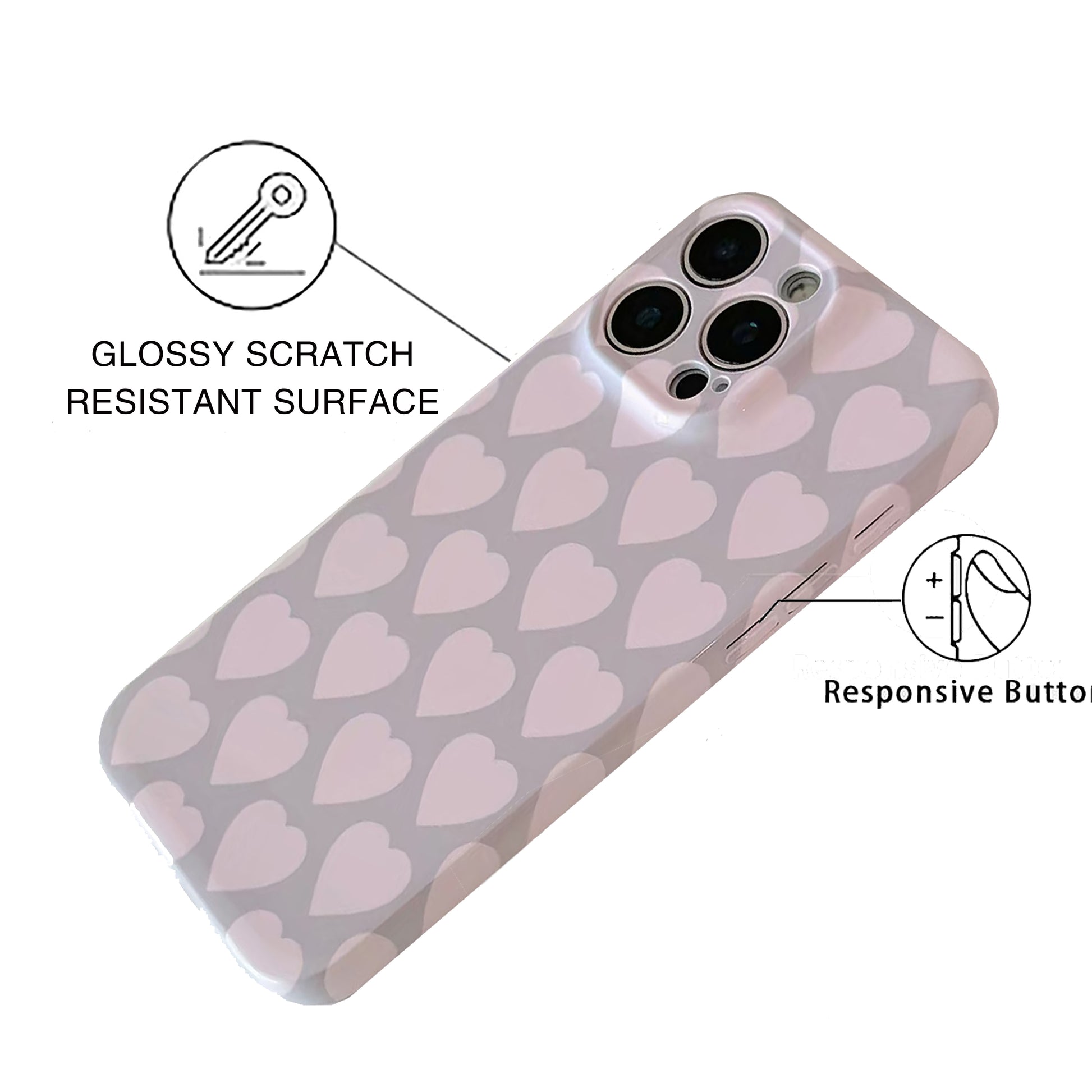 Pink Heart Sea Double-Layer Protective iPhone Case