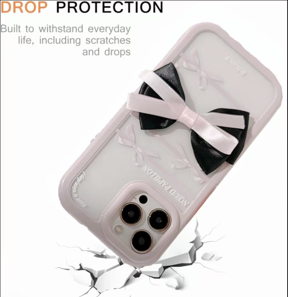 Pink bow transparent iPhone case