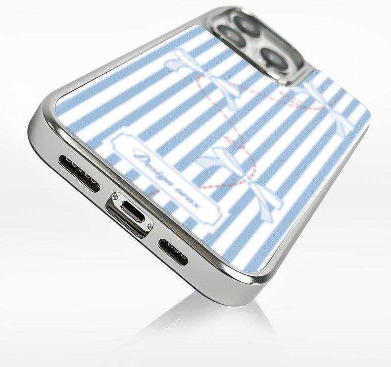 Silver striped bow magnetic iPhone  case