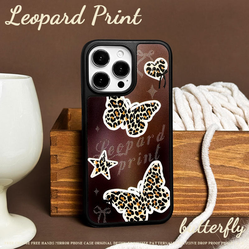 Brown Leopard Print Butterfly Magnetic iPhone Case