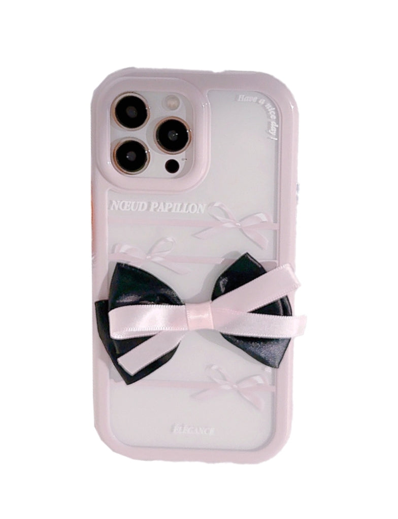 Pink bow transparent iPhone case