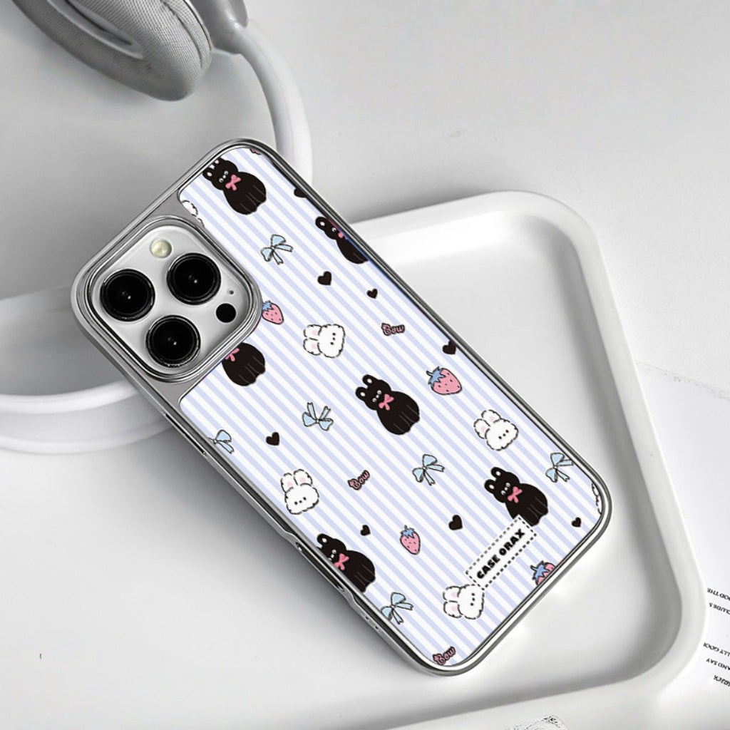Silver cartoon kitten magnetic iPhone phone case