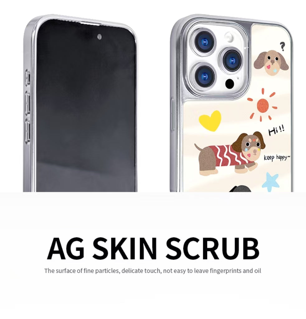 Cartoon Dog Silver Carbon Fiber Magnetic iPhone Case