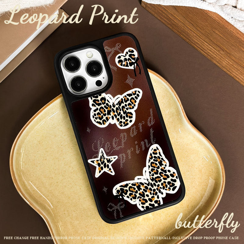 Brown Leopard Print Butterfly Magnetic iPhone Case