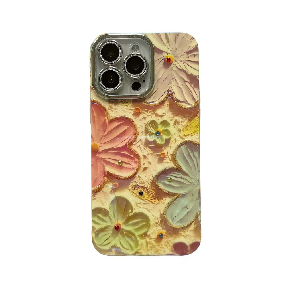 Wisp Colorful Flowers Silicone Rhinestone iPhone Case