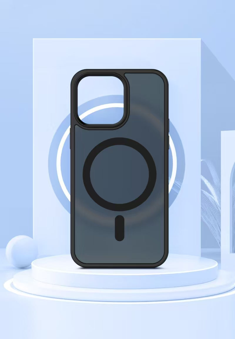 Magnetic Translucent  Matte Shockproof for iPhone Case  (Compatible with MagSafe)