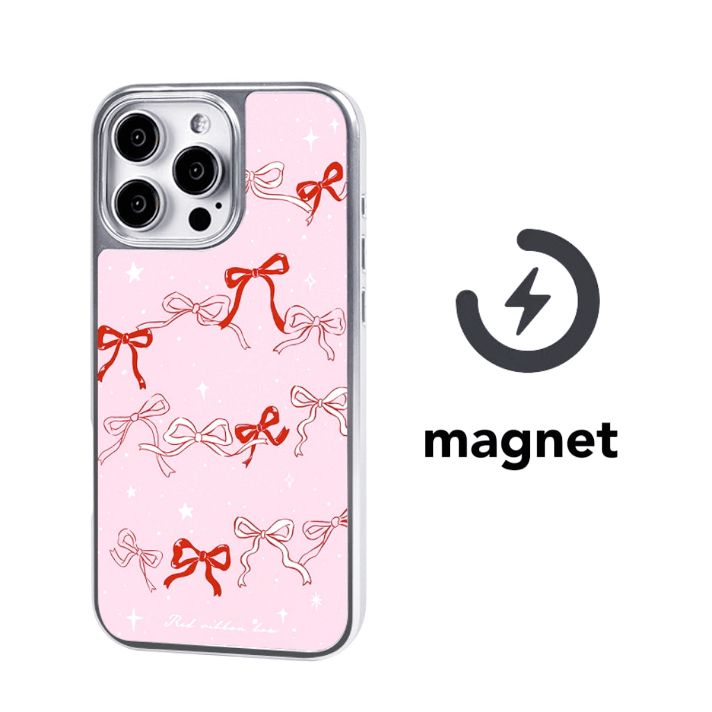 Pink bow magnetic anti-drop iPhone case