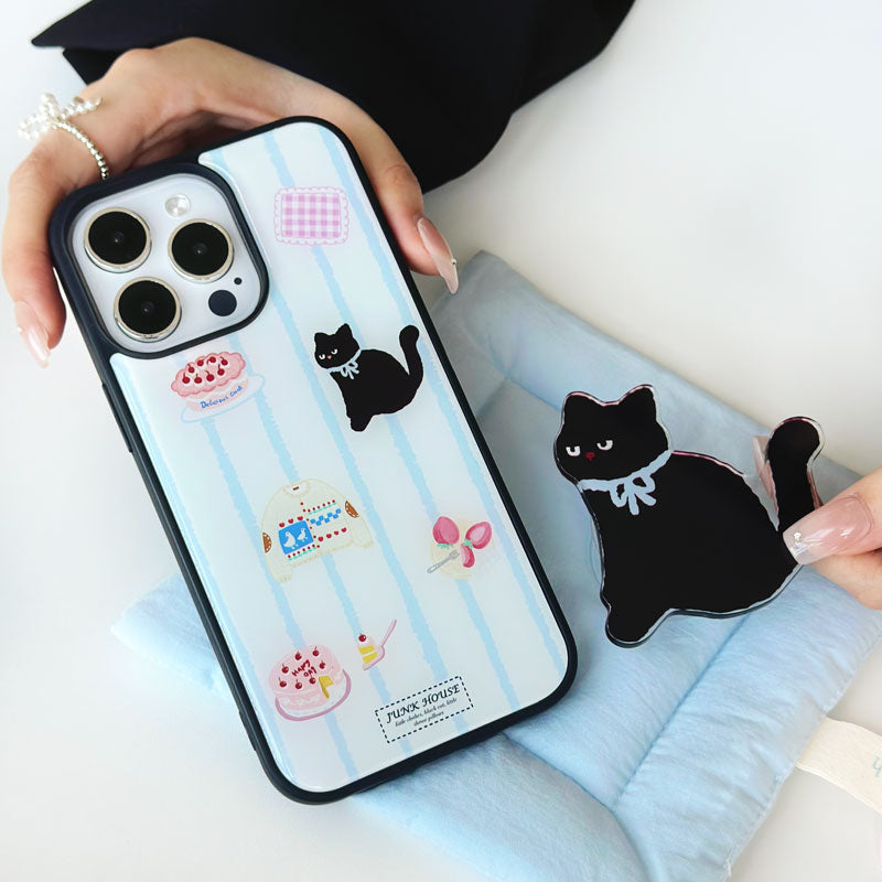 Black Cat Stand Silicone Phone Case