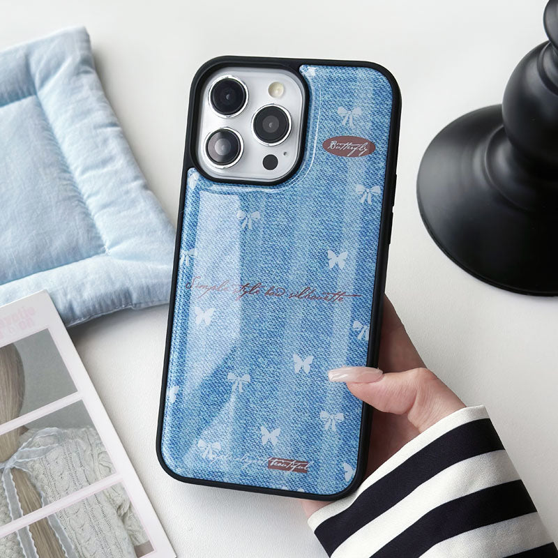 Denim Butterfly Resin Phone Case