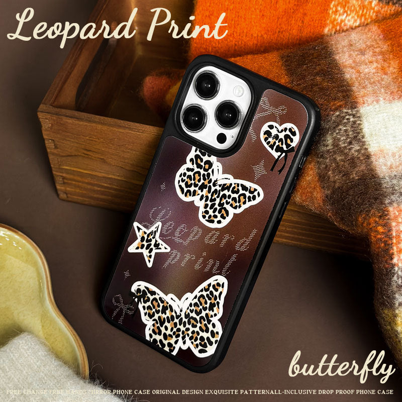 Brown Leopard Print Butterfly Magnetic iPhone Case