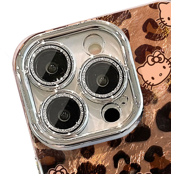 Leopard print kitten full-coverage lens lens film iPhone phone case