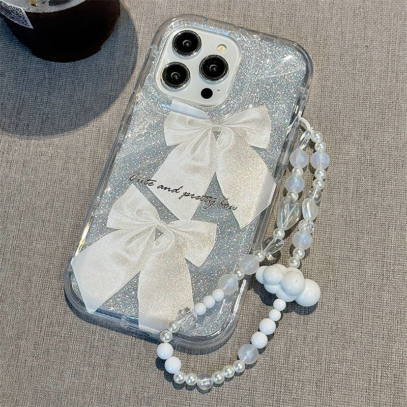 Transparent white bow soft case iphone case