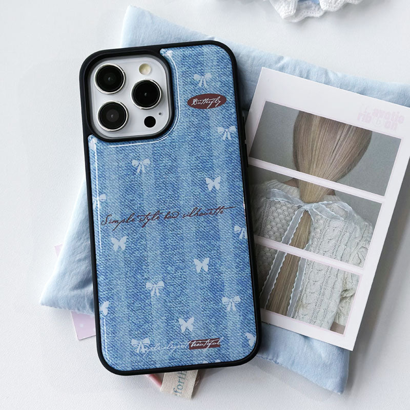 Denim Butterfly Resin Phone Case