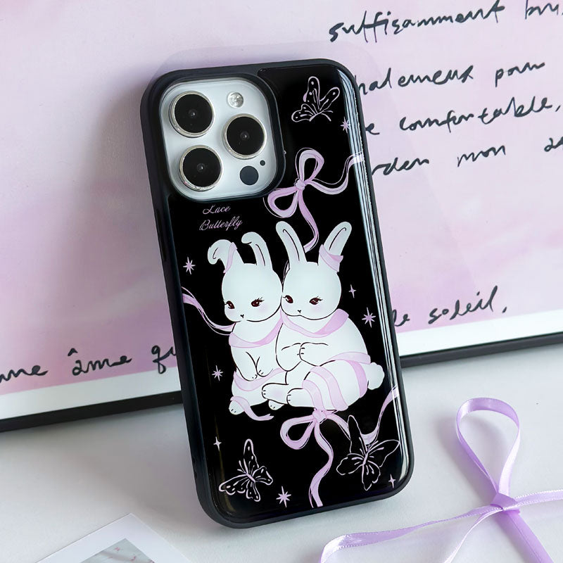 Black Bow Rabbit Resin Phone Case