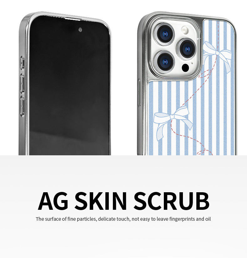 Silver striped bow magnetic iPhone  case