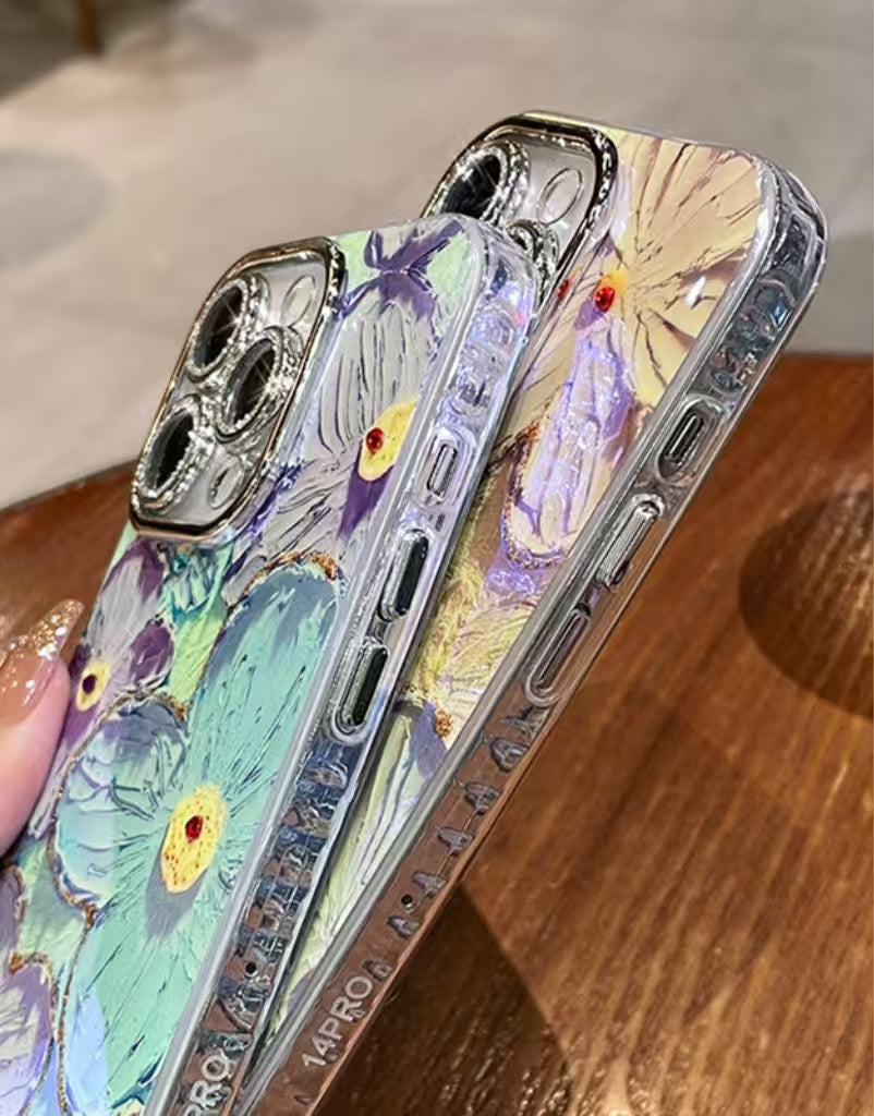 Wisp Colorful Flowers Silicone Rhinestone iPhone Case