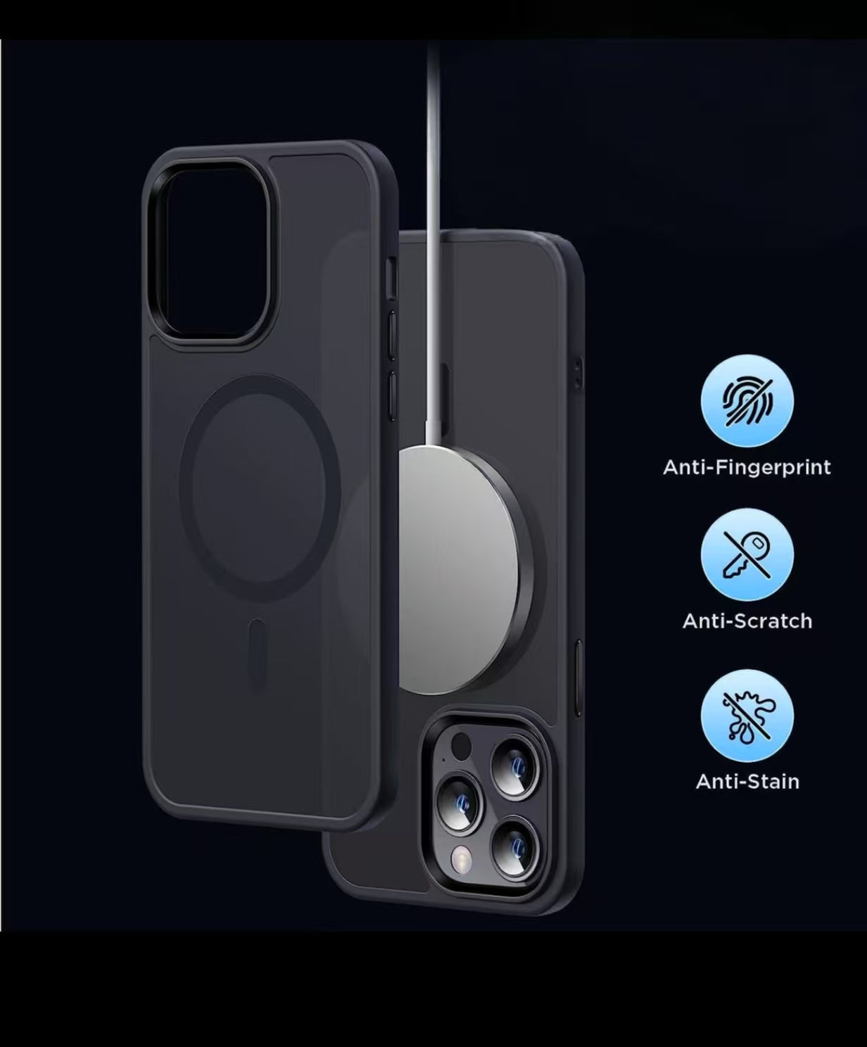 Magnetic Translucent  Matte Shockproof for iPhone Case  (Compatible with MagSafe)