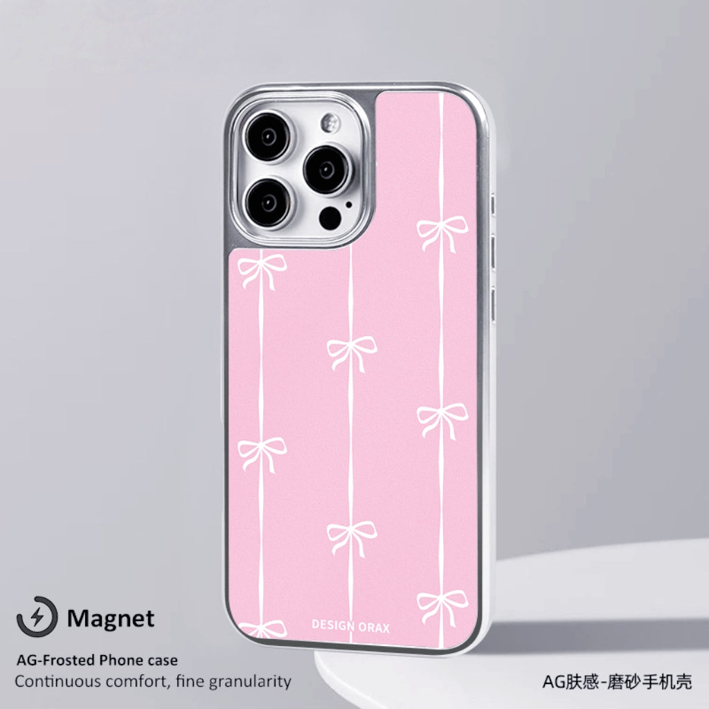 Pink bow carbon fiber matte iPhone case