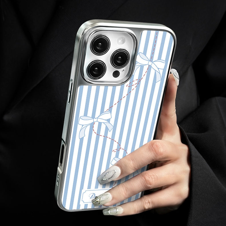 Silver striped bow magnetic iPhone  case