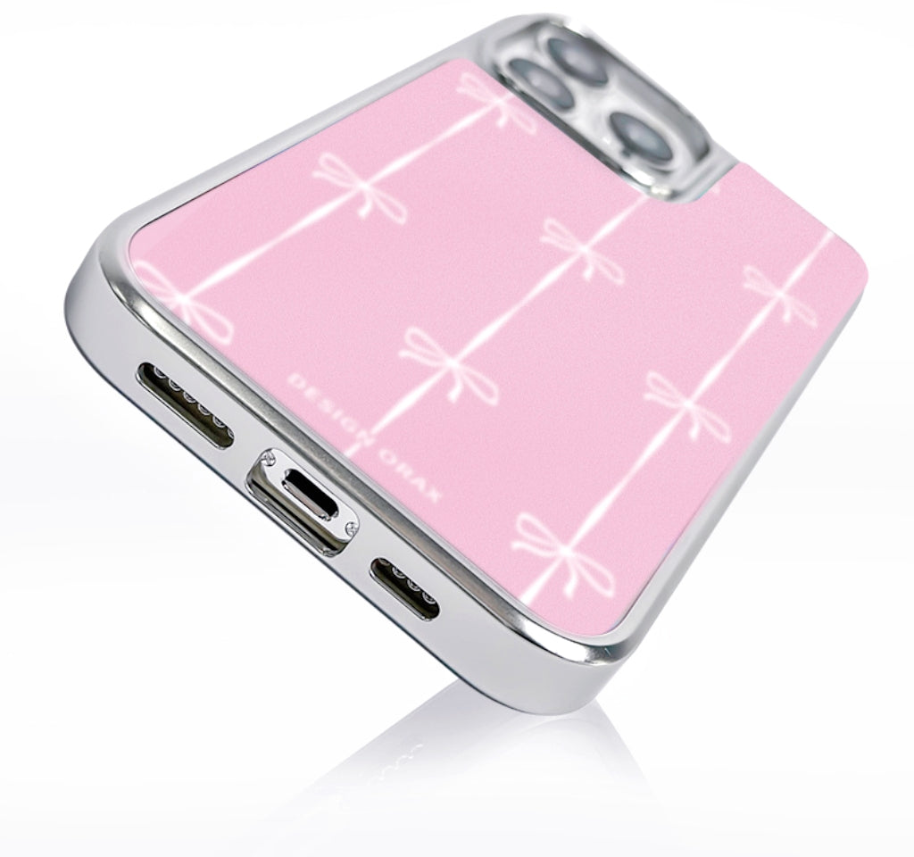 Pink bow carbon fiber matte iPhone case