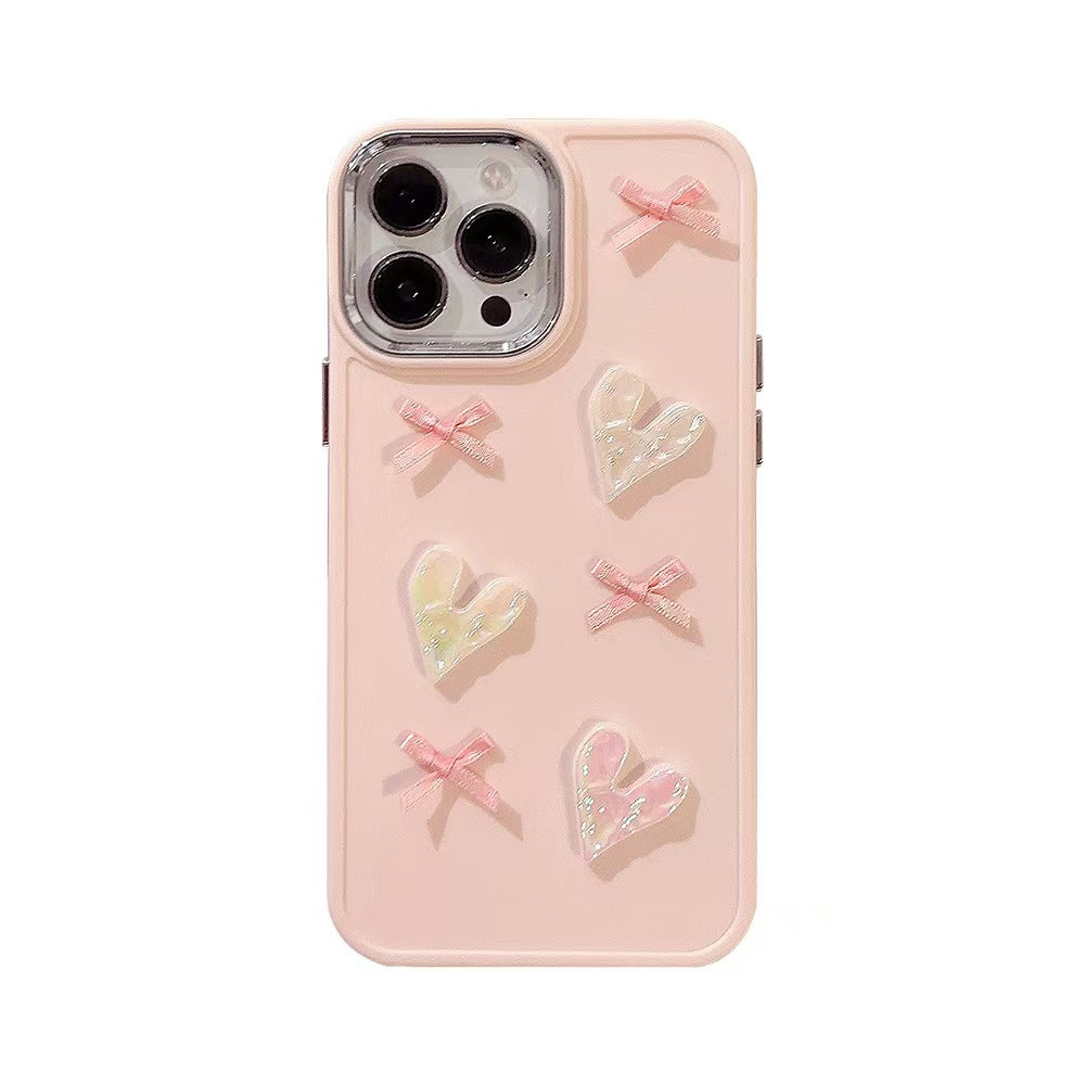 Pink love bow three-dimensional iphone case