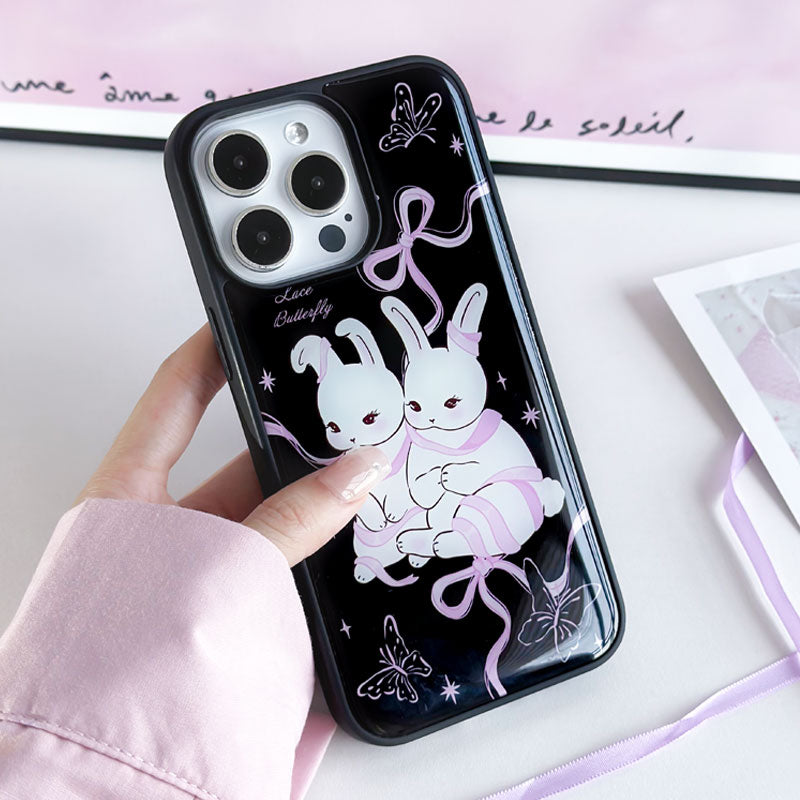 Black Bow Rabbit Resin Phone Case