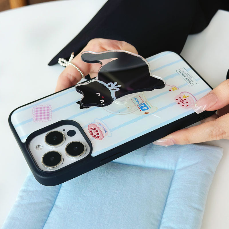 Black Cat Stand Silicone Phone Case