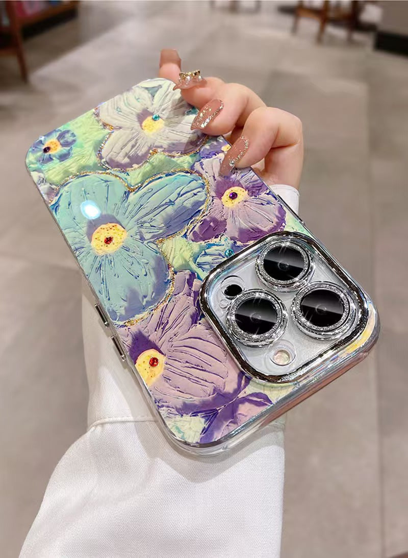 Wisp Colorful Flowers Silicone Rhinestone iPhone Case