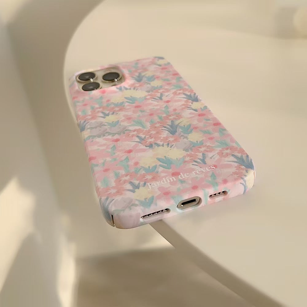 Pink Flower Sea Double-Layer Protective iPhone Case
