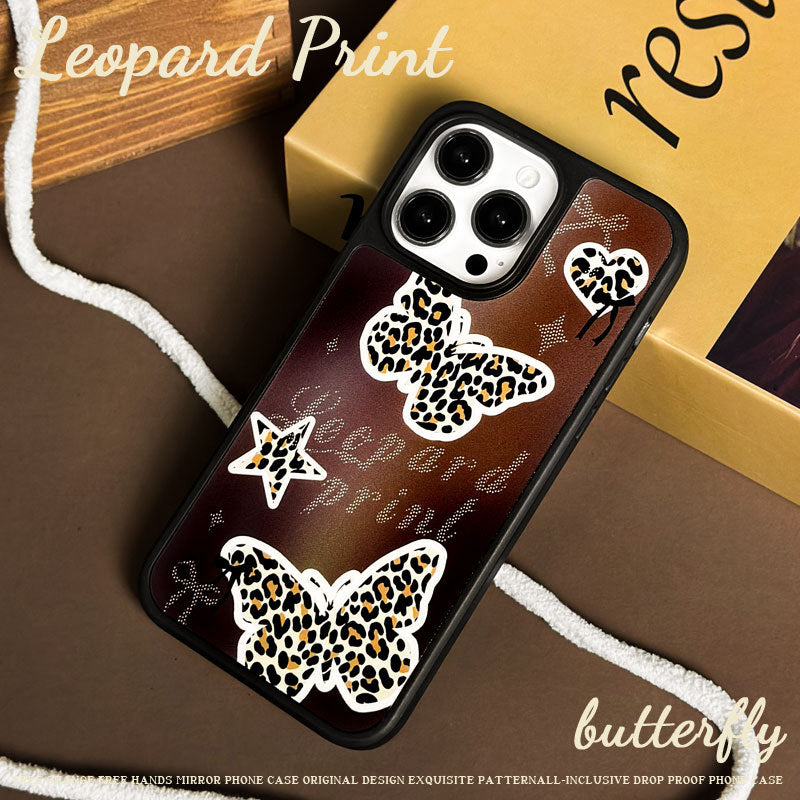 Brown Leopard Print Butterfly Magnetic iPhone Case