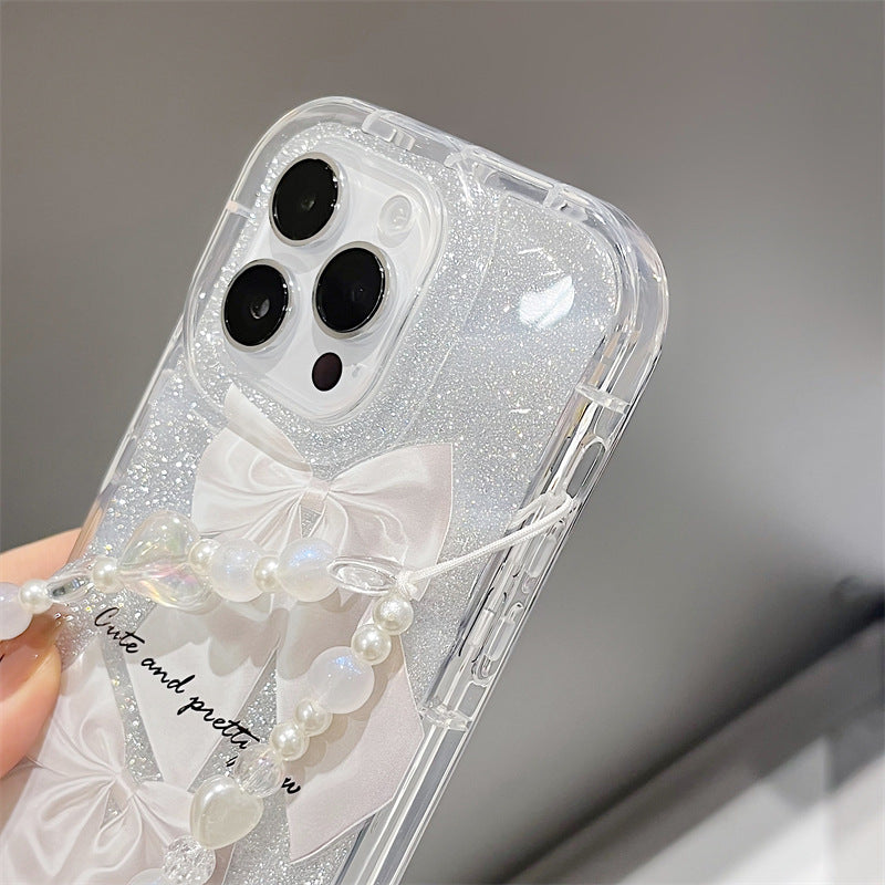 Transparent white bow soft case iphone case