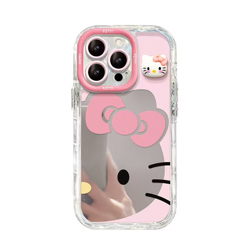 Pink KT Cat Mirror Full Cover iPhone Case