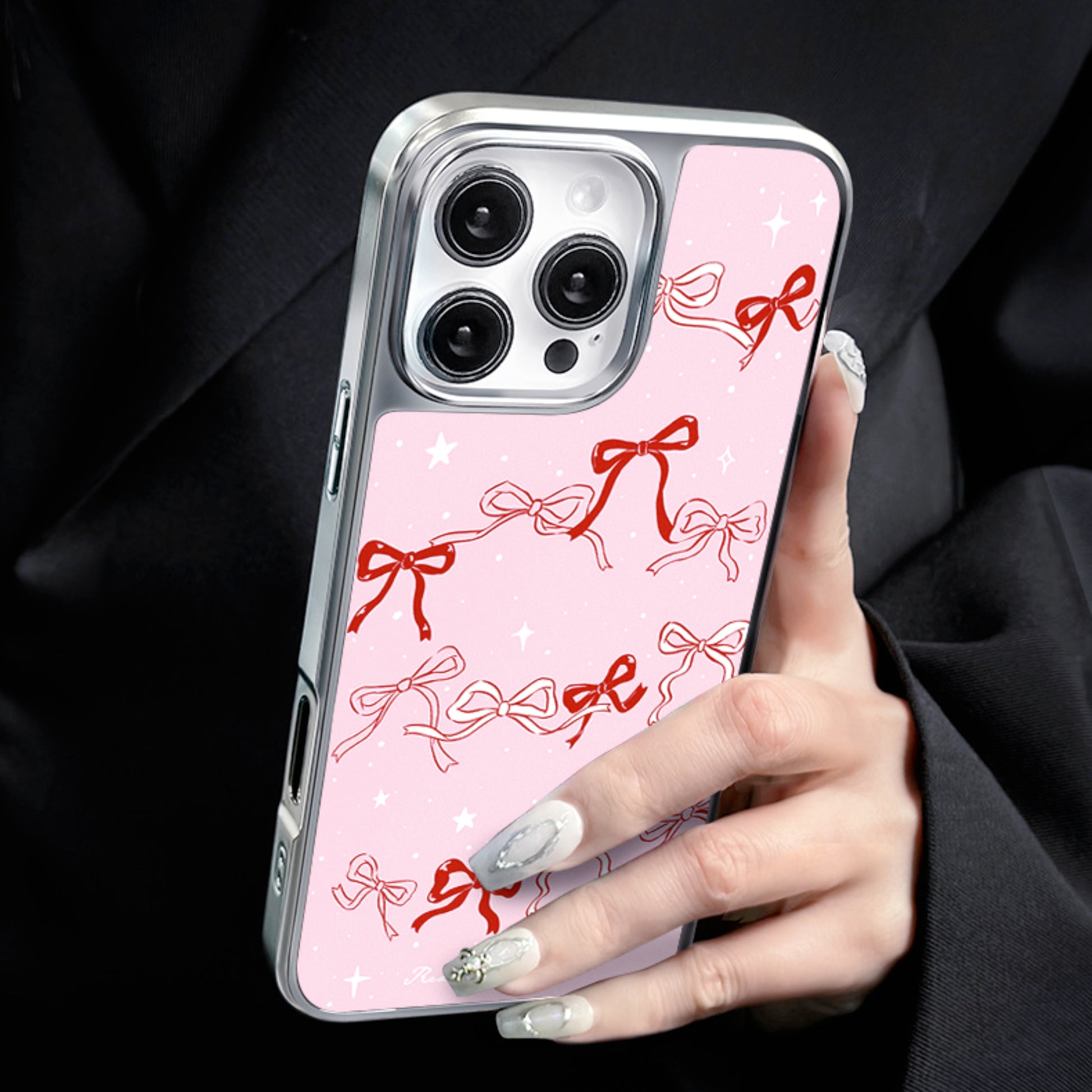 Pink bow magnetic anti-drop iPhone case