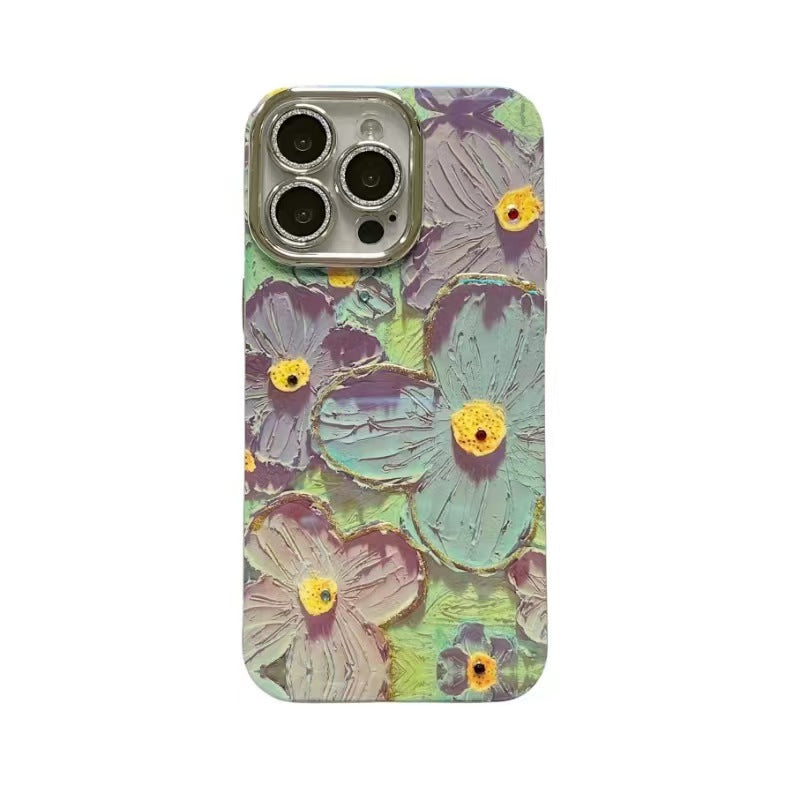Wisp Colorful Flowers Silicone Rhinestone iPhone Case