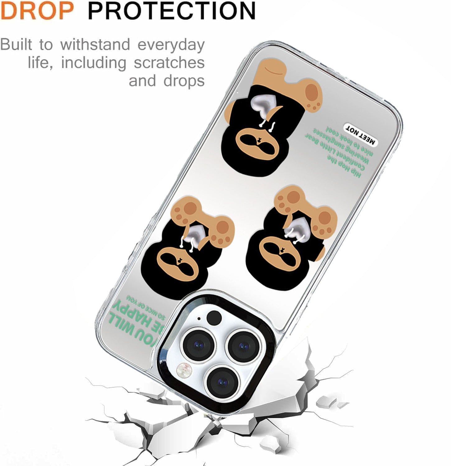 Cartoon mirror transparent shockproof iPhone case